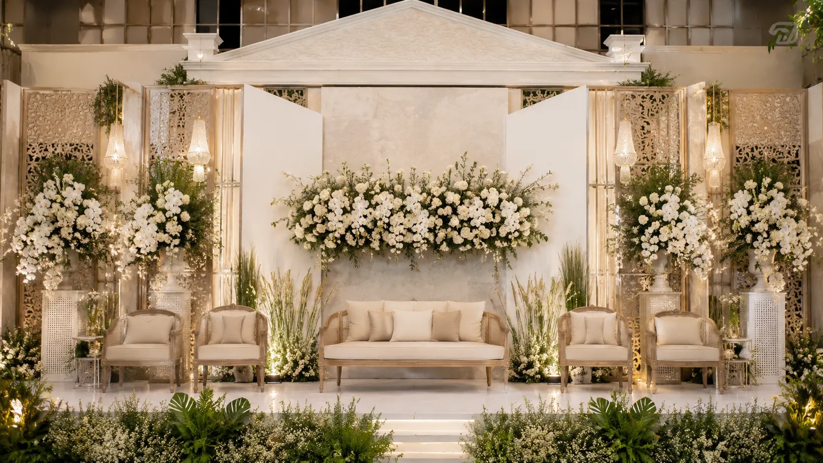dekorasi wedding adat Sunda modern yang elegan