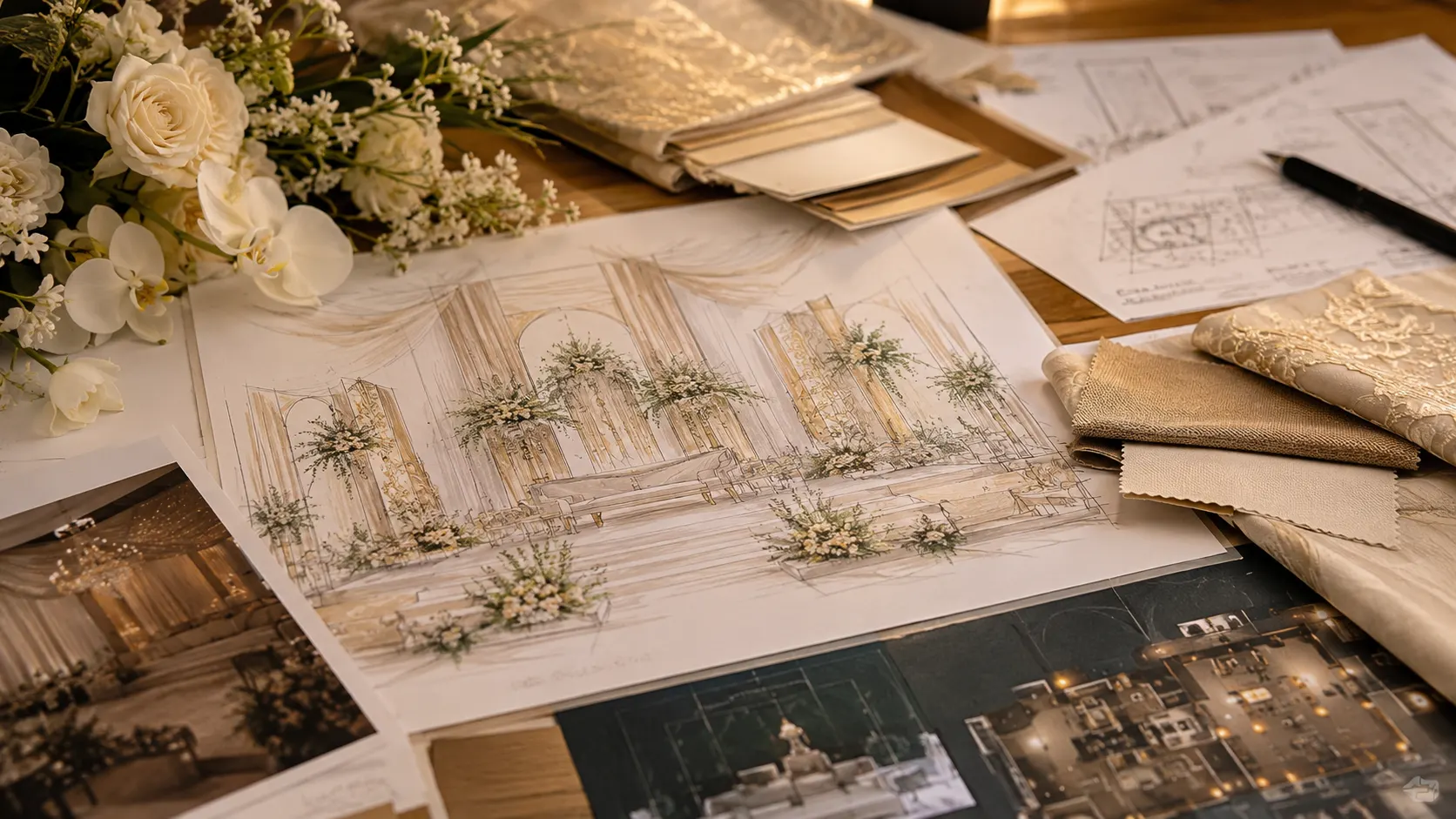 Konsep dekorasi wedding Subang dengan pelaminan dan lighting elegan