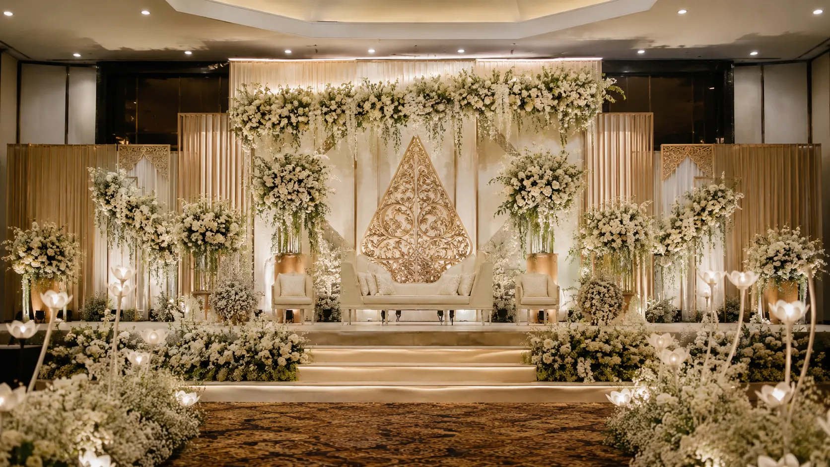 Paket dekorasi wedding Purwakarta dengan pelaminan elegan